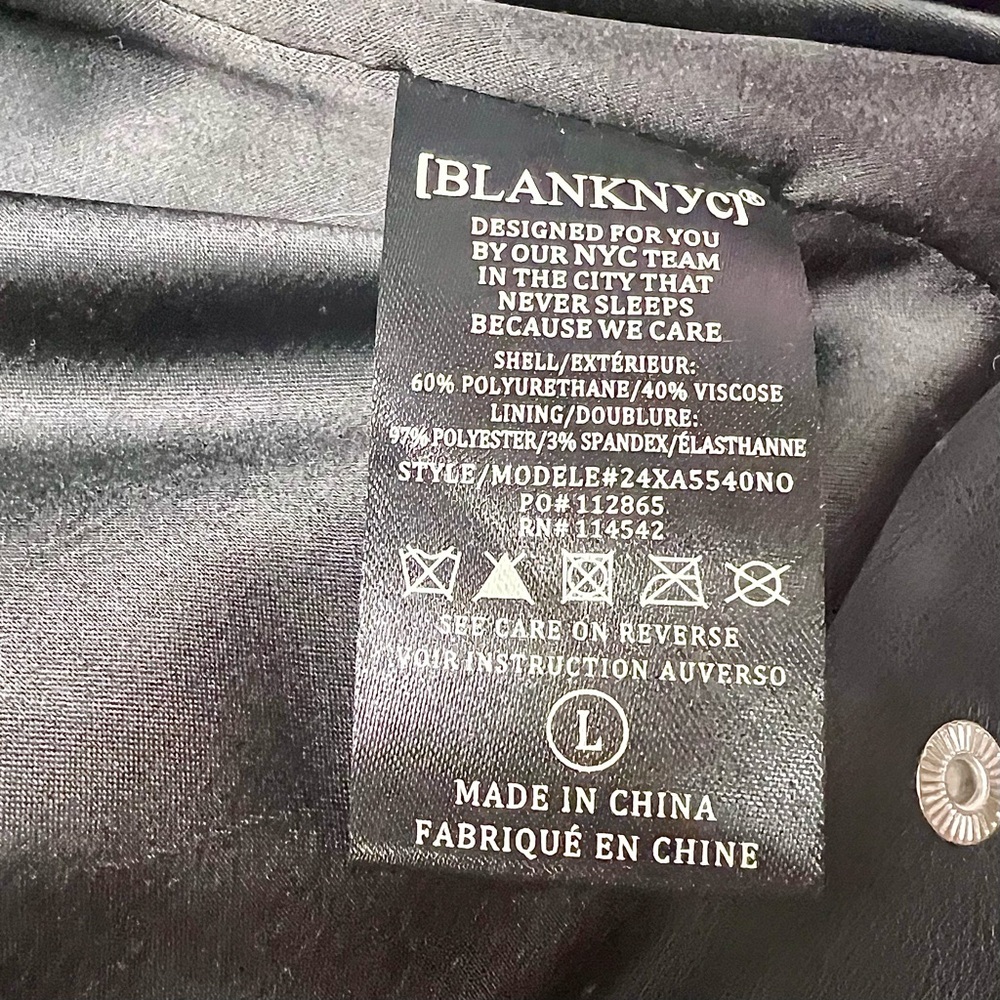🖤🖤 EUC Blank NYC Vegan Leather Moto Jacket in Black – Size Large – LIKE NEW - Picture 4 of 5